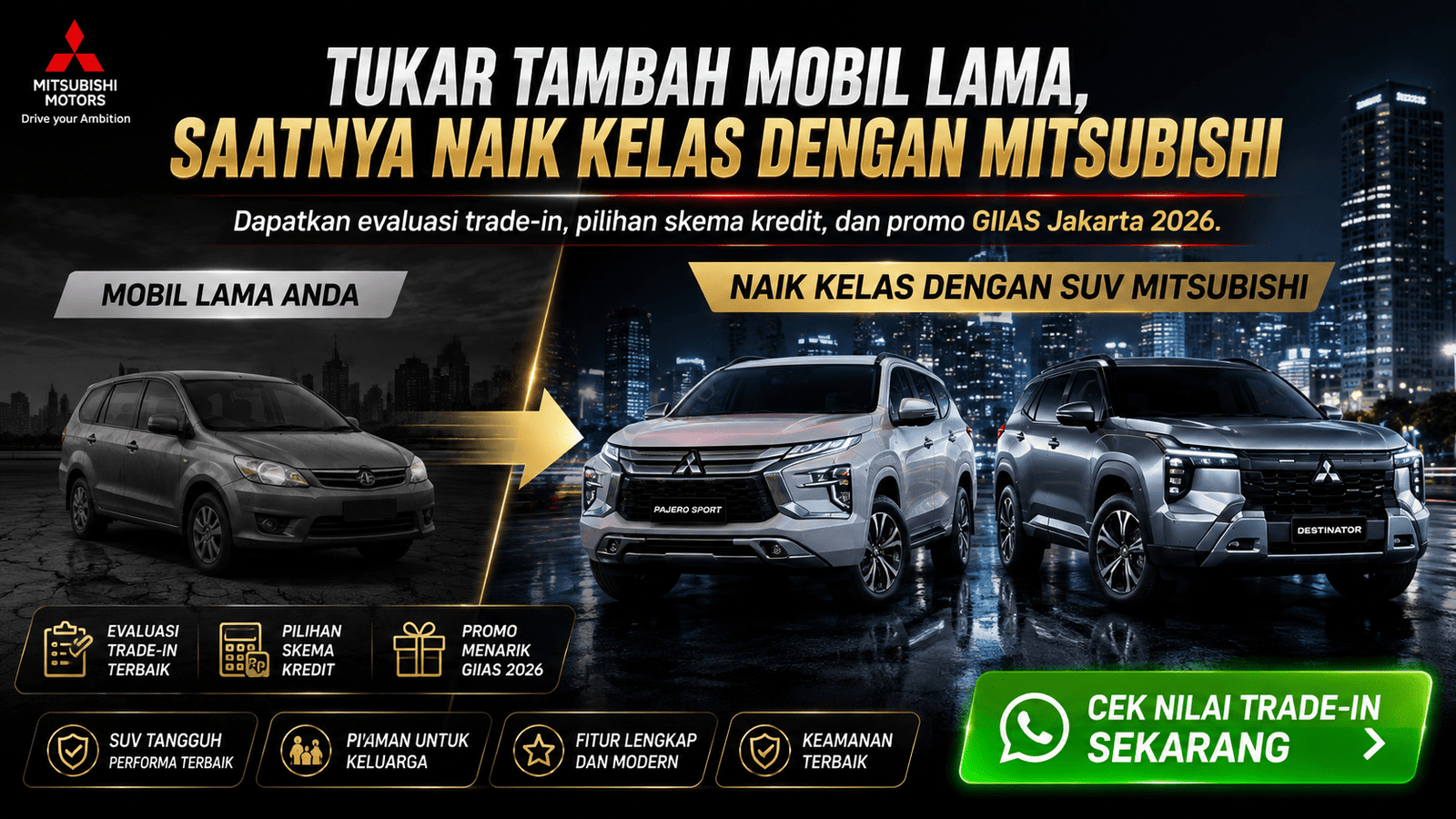 Tukar tambah mobil Mitsubishi - cashback trade-in
